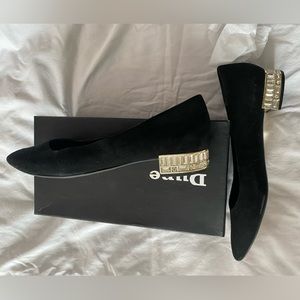 Dune black suede heels size 10